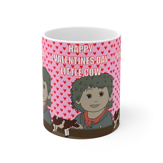 Valentine's Day Mug — "Happy Valentine's Day Little Cow" Cup