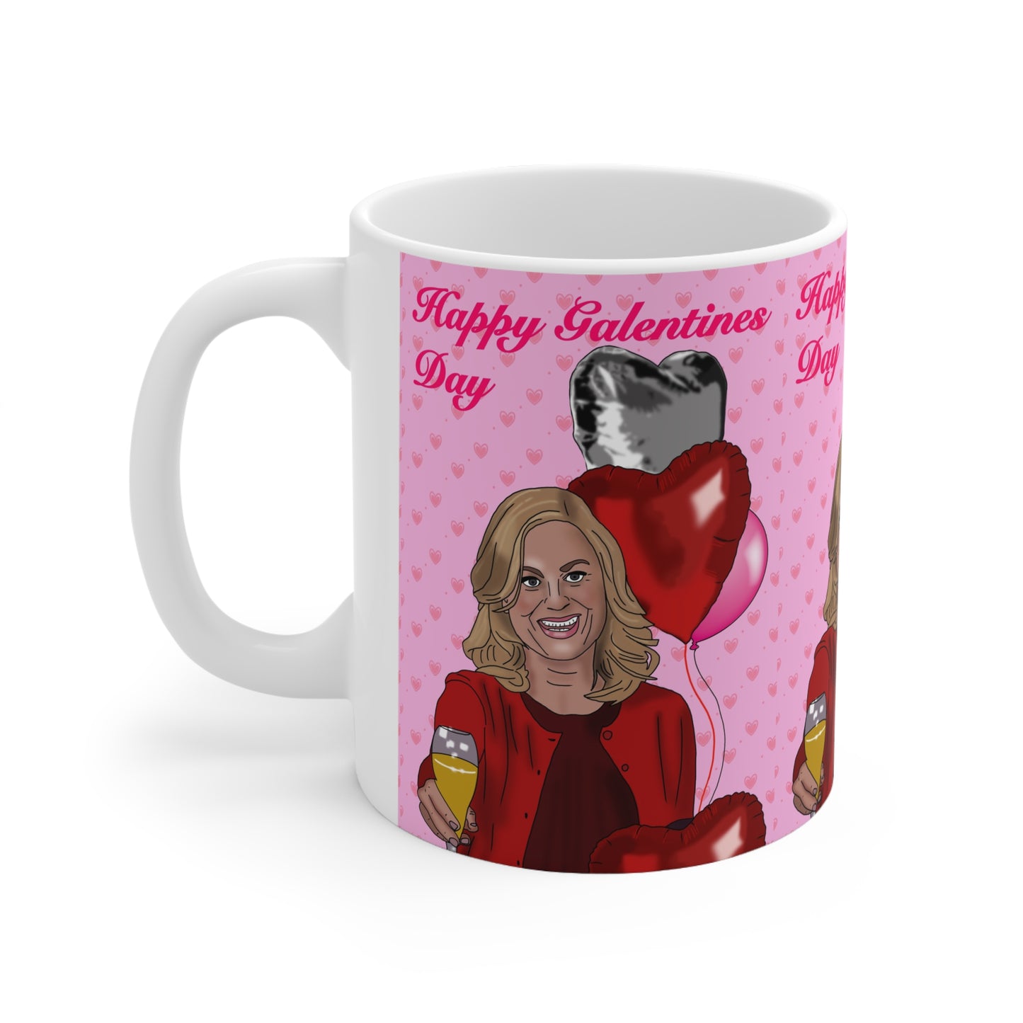 Leslie Knope Parks & Rec Galentines Day Coffee Mug — 'Happy Galentines Day' Ceramic Cup