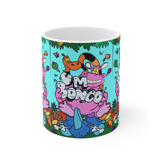 90s Adverts Cartoon Jungle Mug – 'Um bongo' Graphic Ceramic Coffee Cup (11oz & 15oz)