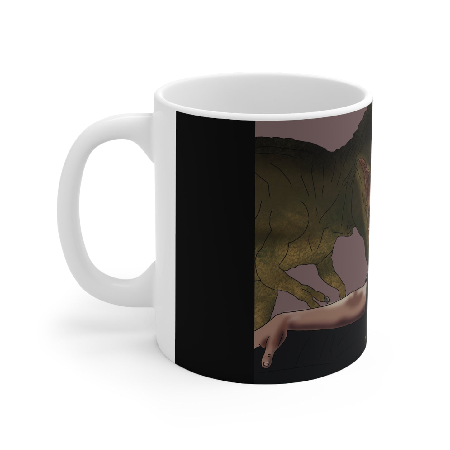 T-Rex Jurassic Park Ceramic Coffee Mug — Funny Retro Dino Coffee Cup