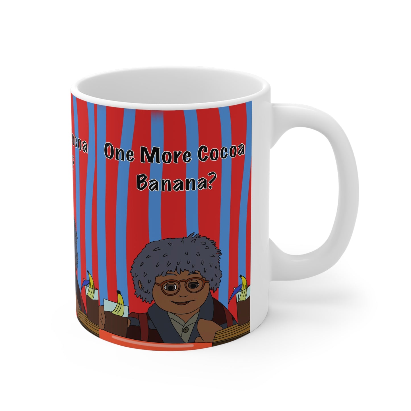 Mug — "One More Cocoa Banana?" Cozy Cartoon Coffee Cup