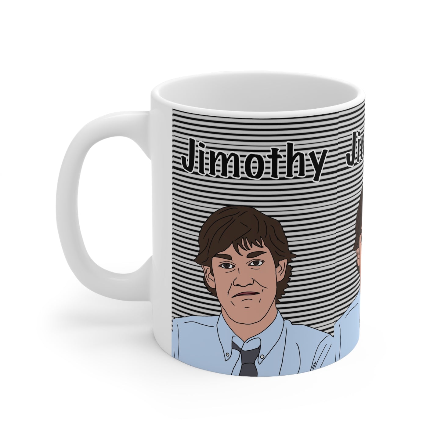 Jimothy The Office US Ceramic Mug — Retro Striped Illustration Coffee Cup