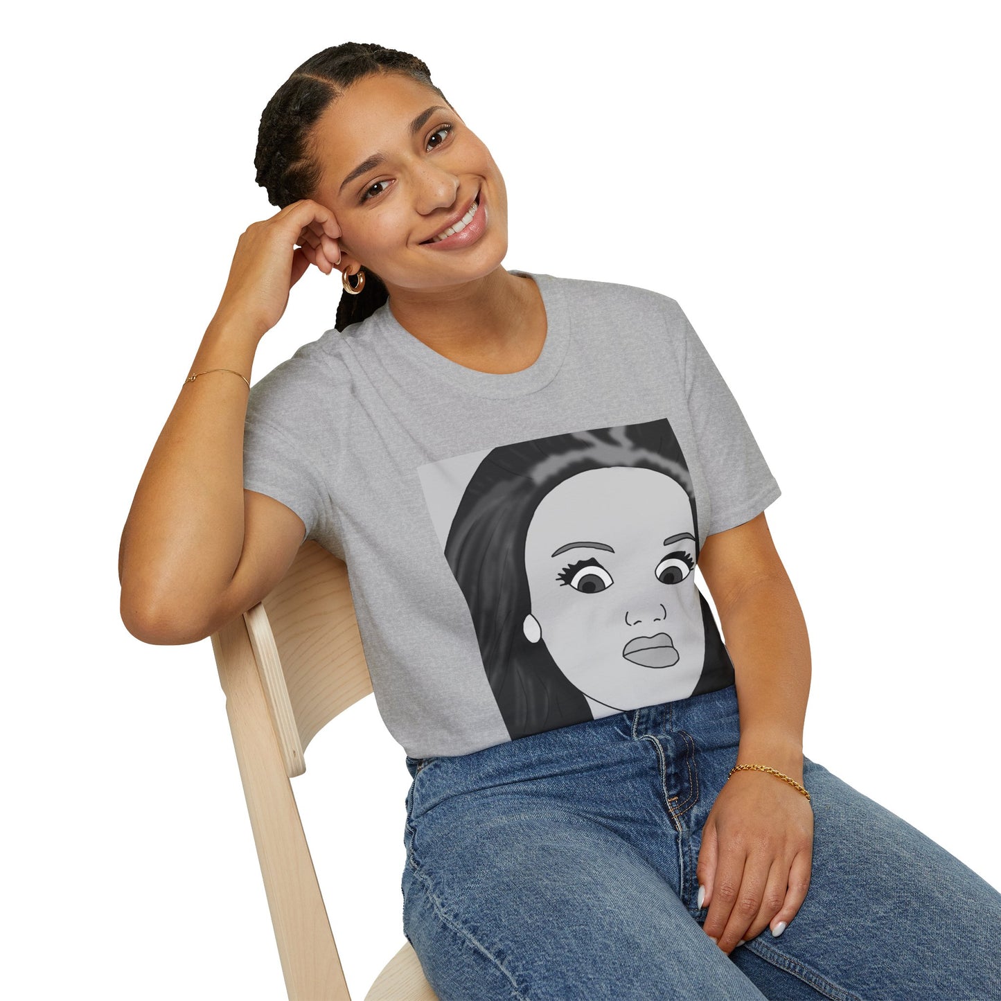 WTF Expression Portrait T-Shirt — Minimal Monochrome Face Art Tee
