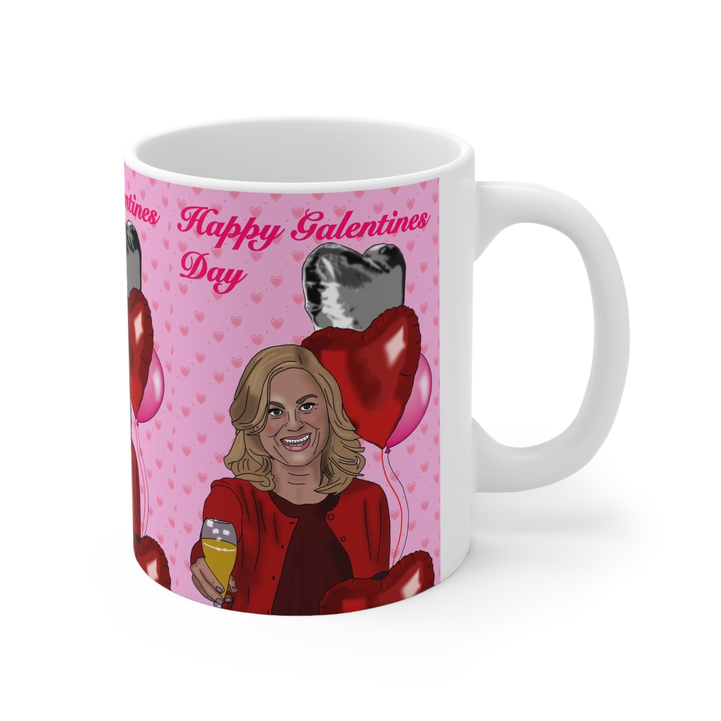 Leslie Knope Parks & Rec Galentines Day Coffee Mug — 'Happy Galentines Day' Ceramic Cup