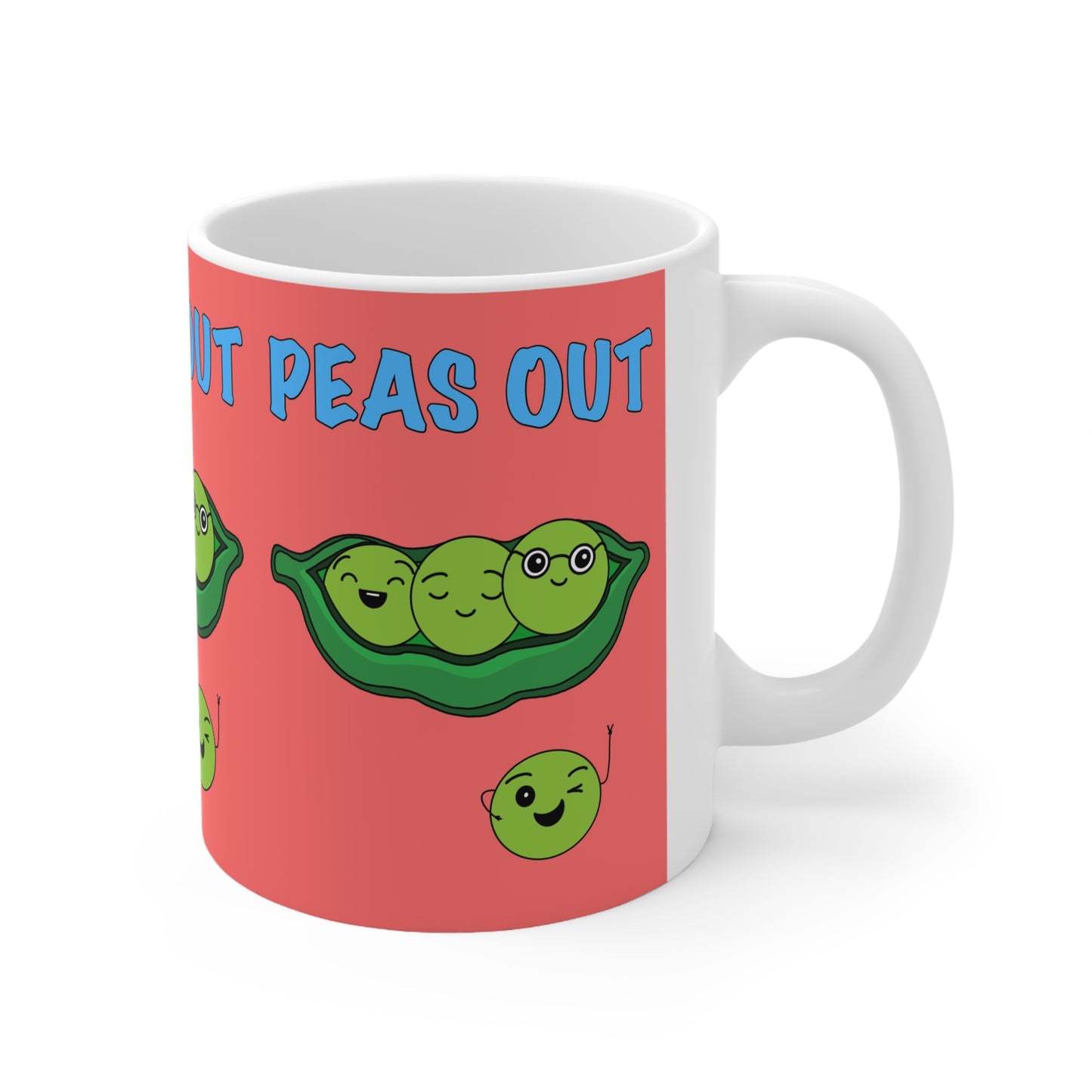 Funny "Peas Out" Ceramic Coffee Mug — Cute Pea Pod Pun