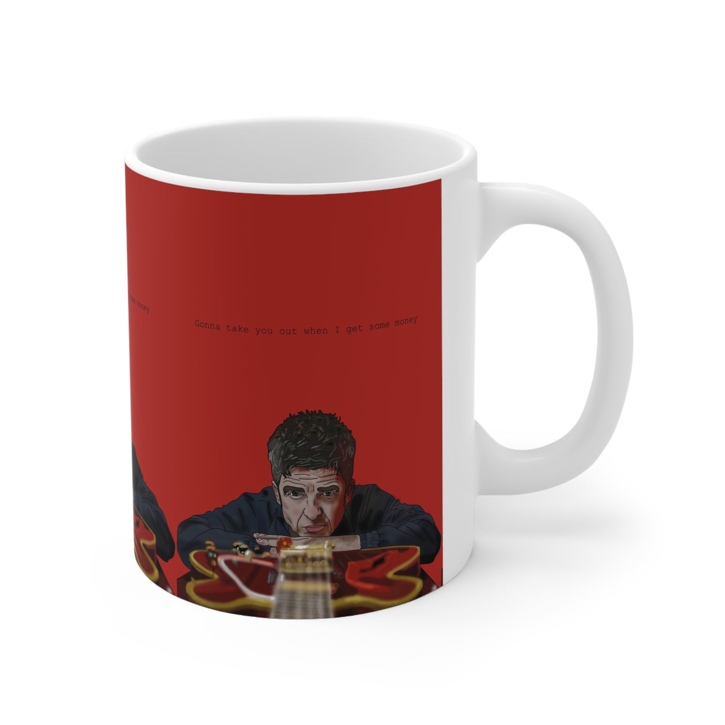 Noel Gallagher Guitar Portrait Mug — Rock Music Coffee Cup