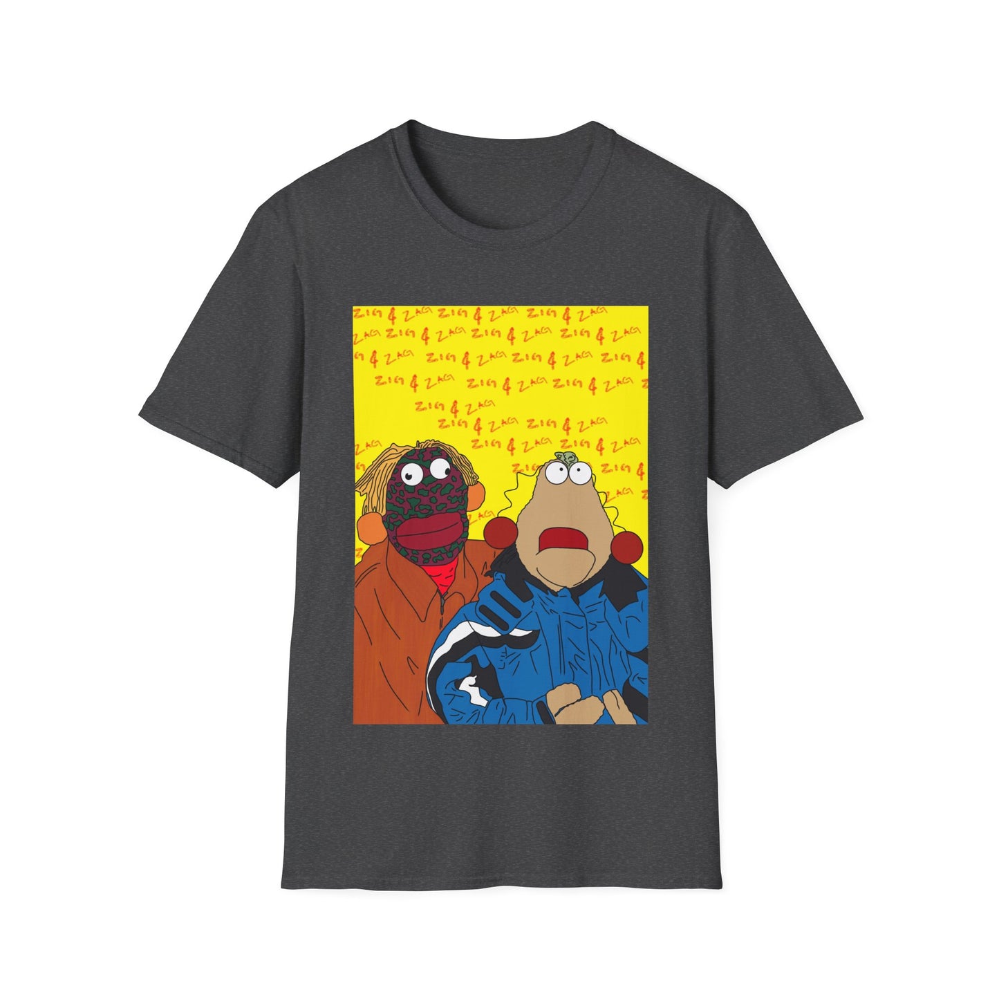 Zig & Zag 90s Graphic T-Shirt — Colorful Puppet Duo Pop Art Tee
