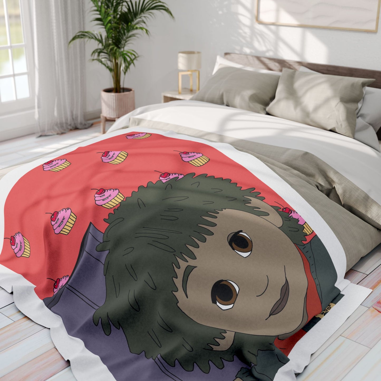 Tots Cupcake Pattern Cozy Throw