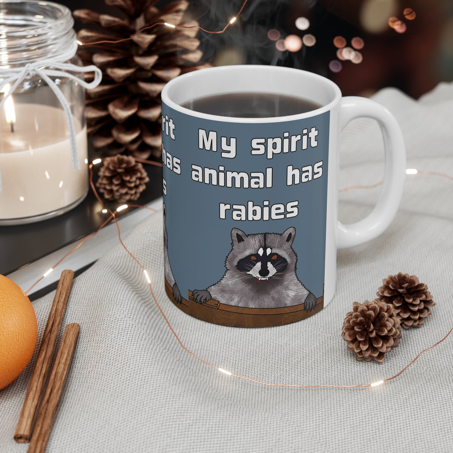 My Spirit Animal Has Rabies | Funny Raccoon Mug | More Jam