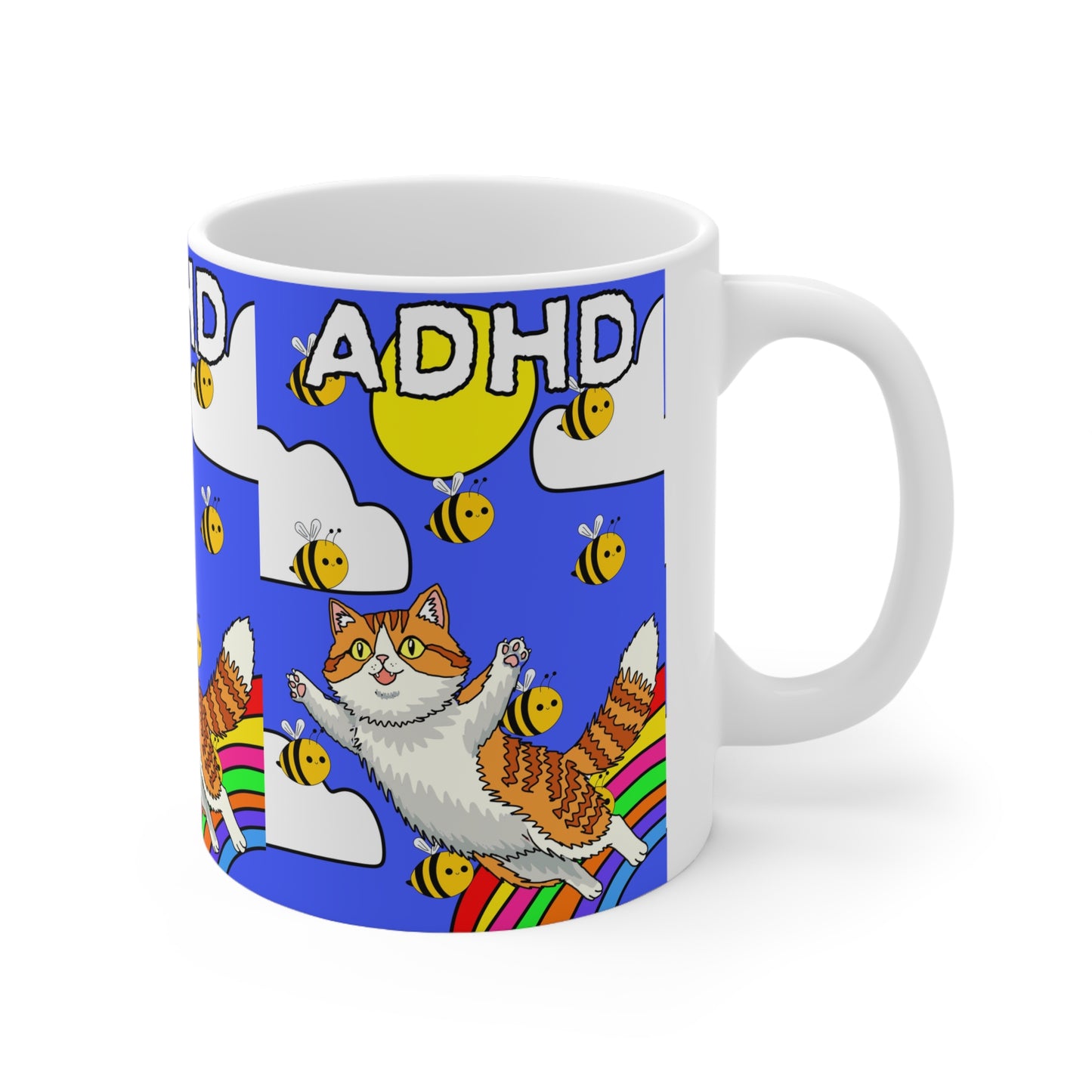 ADHD Flying Cat | Neurodivergent Mug | More Jam