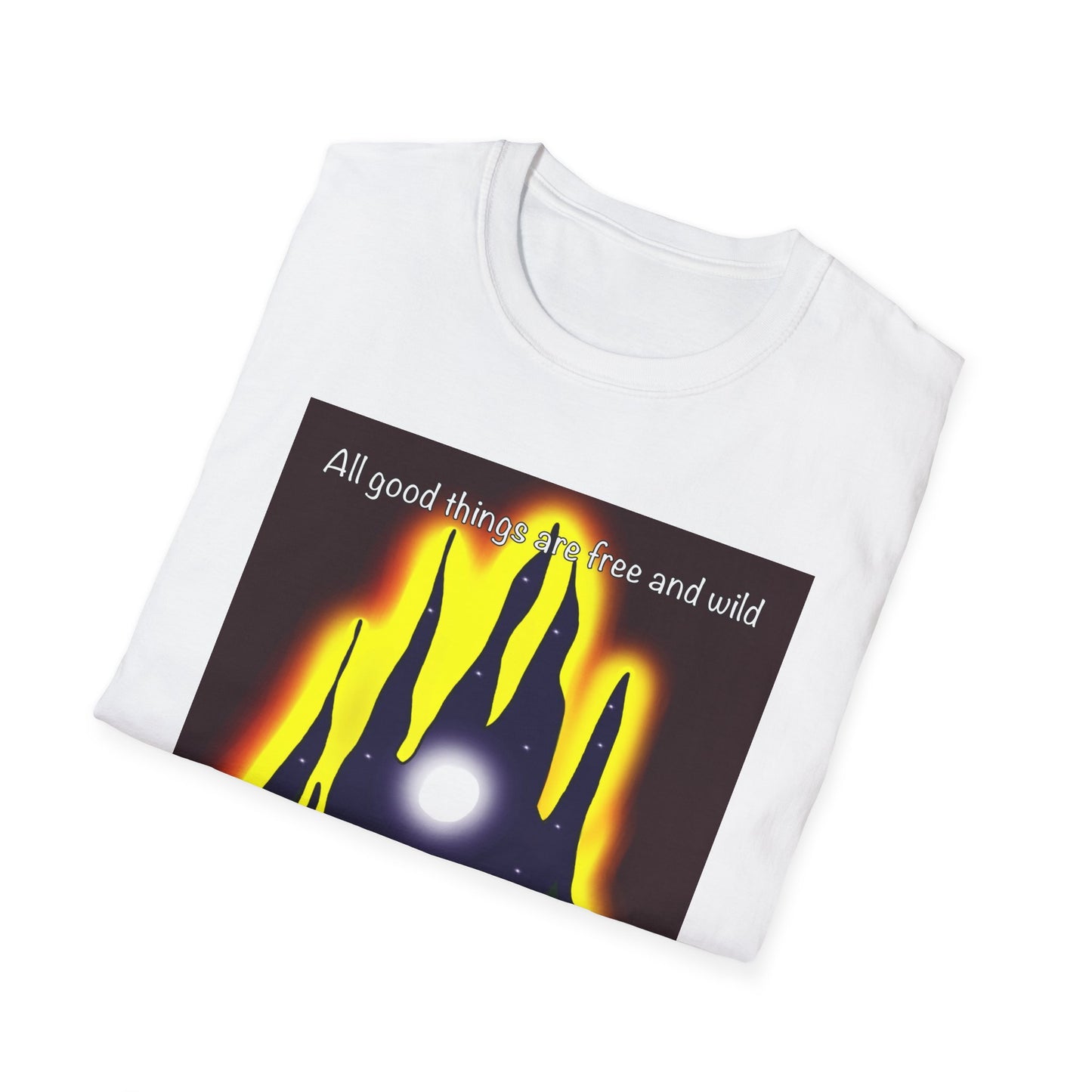 Camping Night T-Shirt — “All good things are wild and free” Adventure Tee