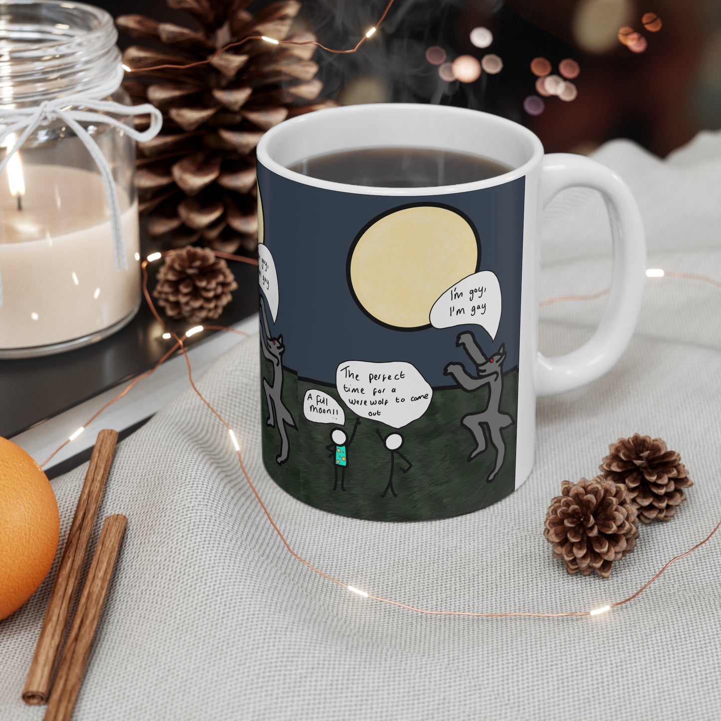 Full Moon Wolf Meme | Funny Mug | More Jam