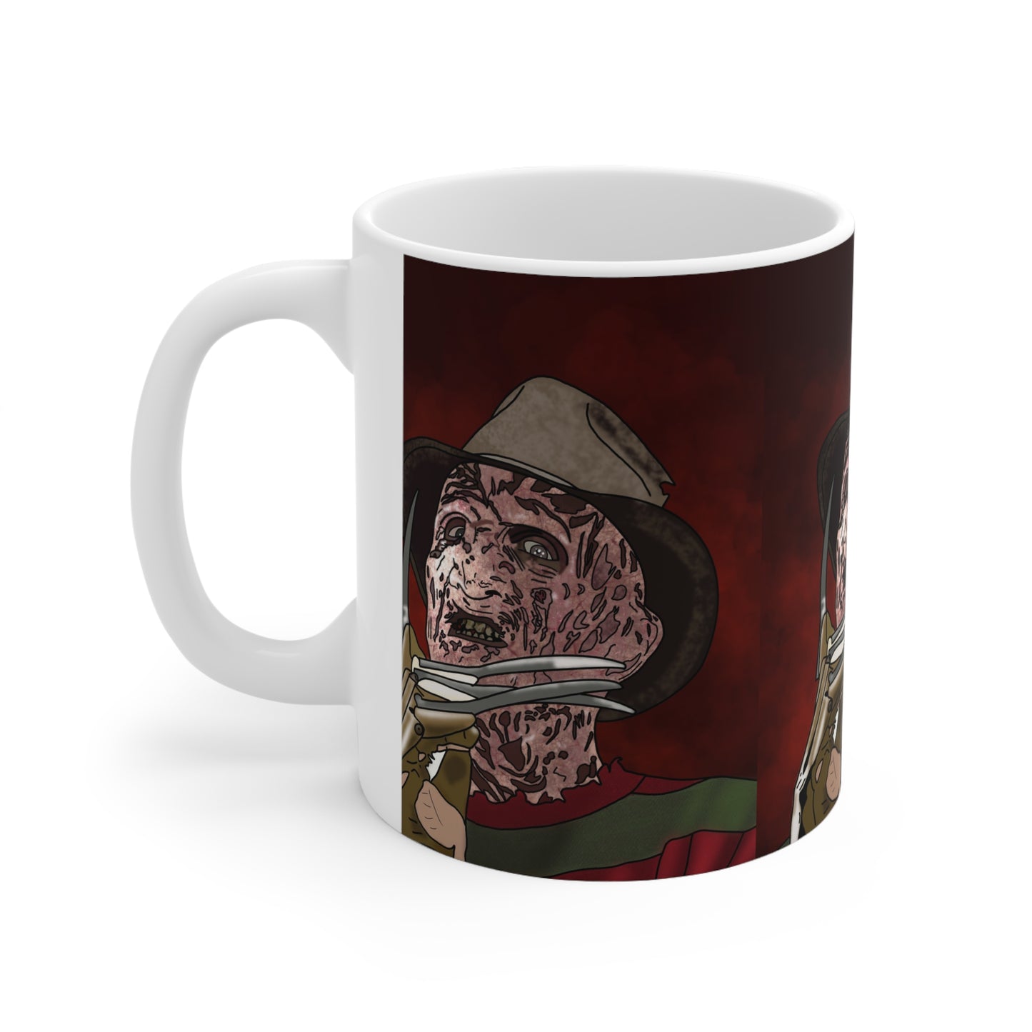 Freddie Krueger Horror Movie Villain Ceramic Mug — Scary Freddy-Inspired Design,