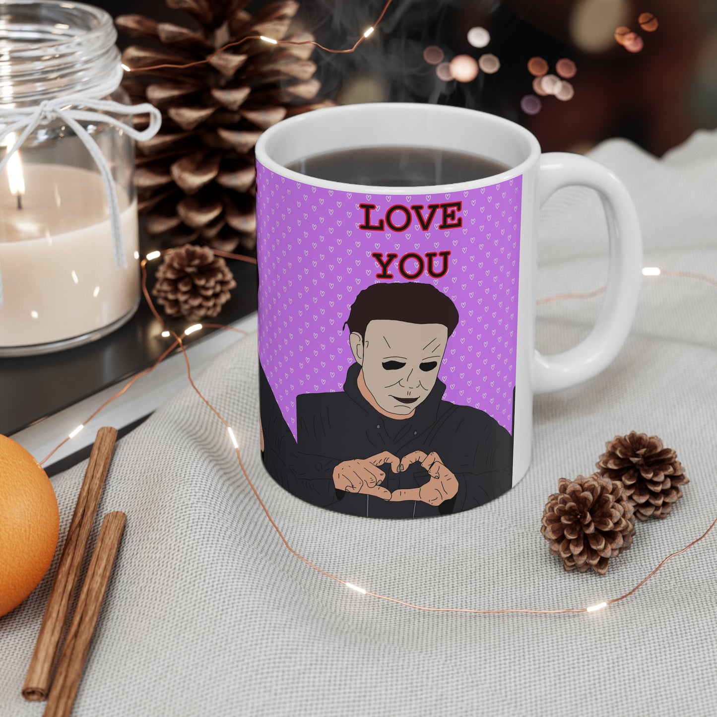 Mug — Cute Michael Myers "Love You" Ceramic Coffee Cup