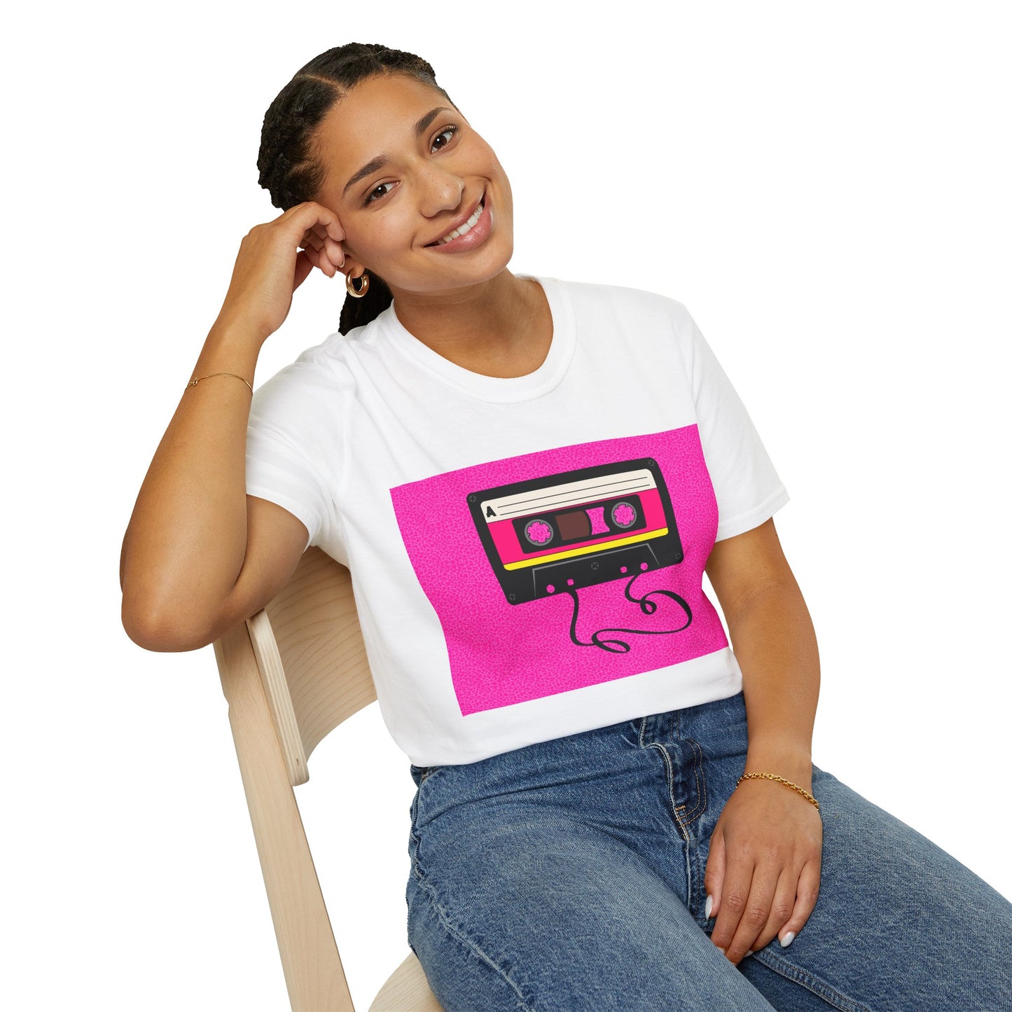 Retro Cassette Tape T-Shirt — 80s Pink Vintage Music Tee