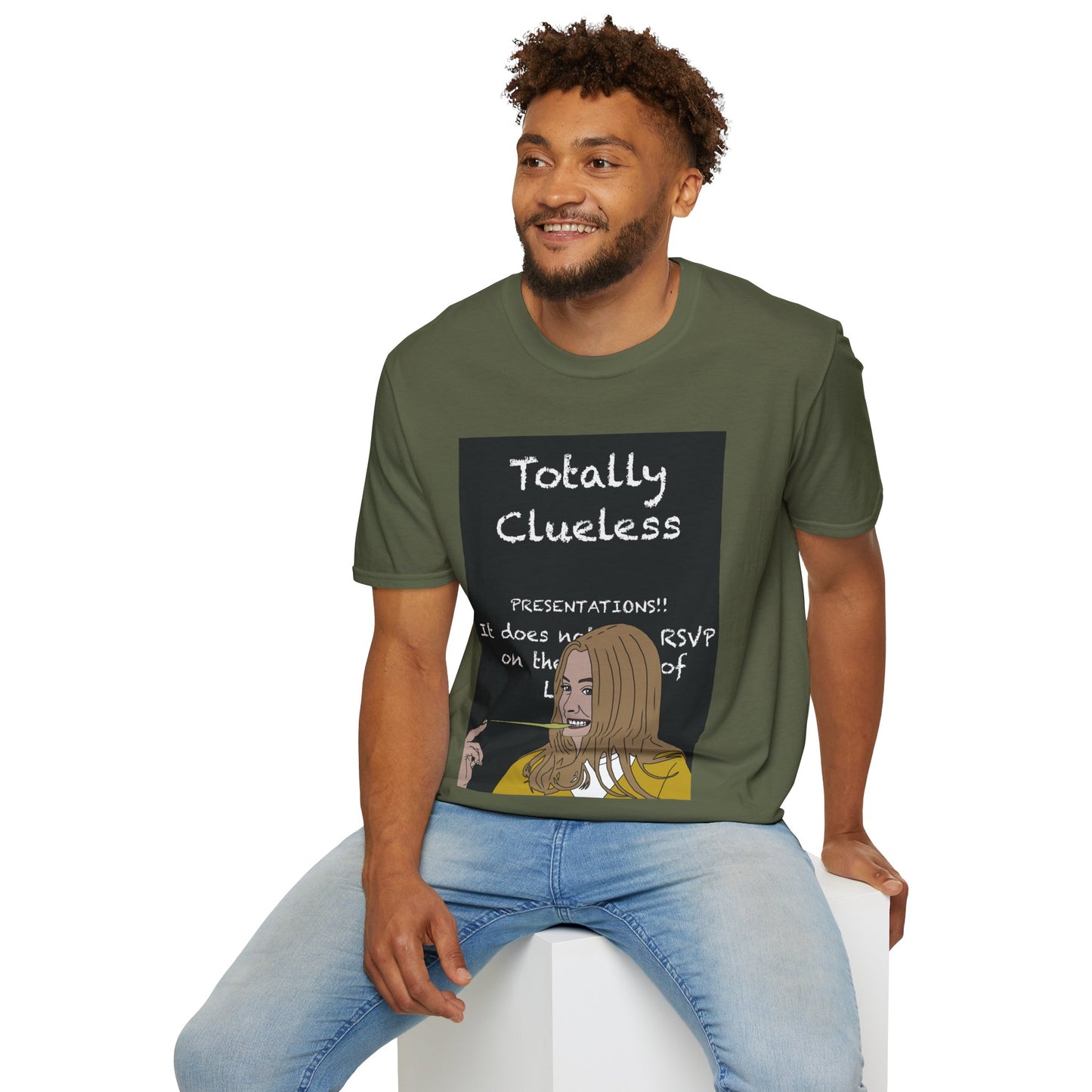 Totally Clueless Graphic T-Shirt — Funny Retro Chalkboard Illustration