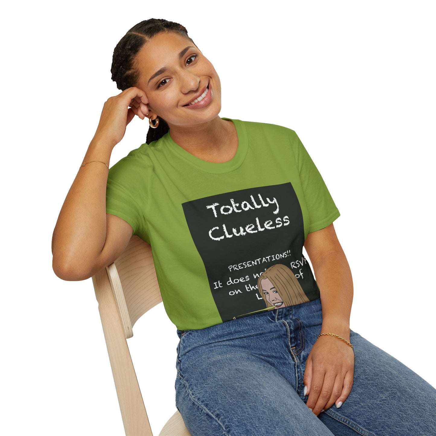 Totally Clueless Graphic T-Shirt — Funny Retro Chalkboard Illustration