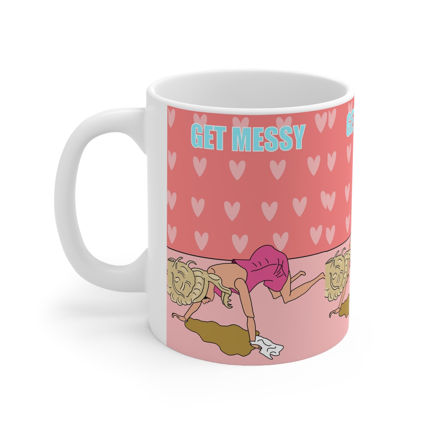 Get Messy Coffee Mug — Funny Pink Hen Doo Mug