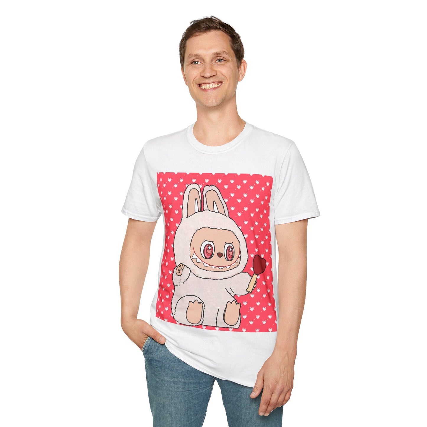 Cute Labubu T-Shirt — Heart Lollipop Valentine Tee