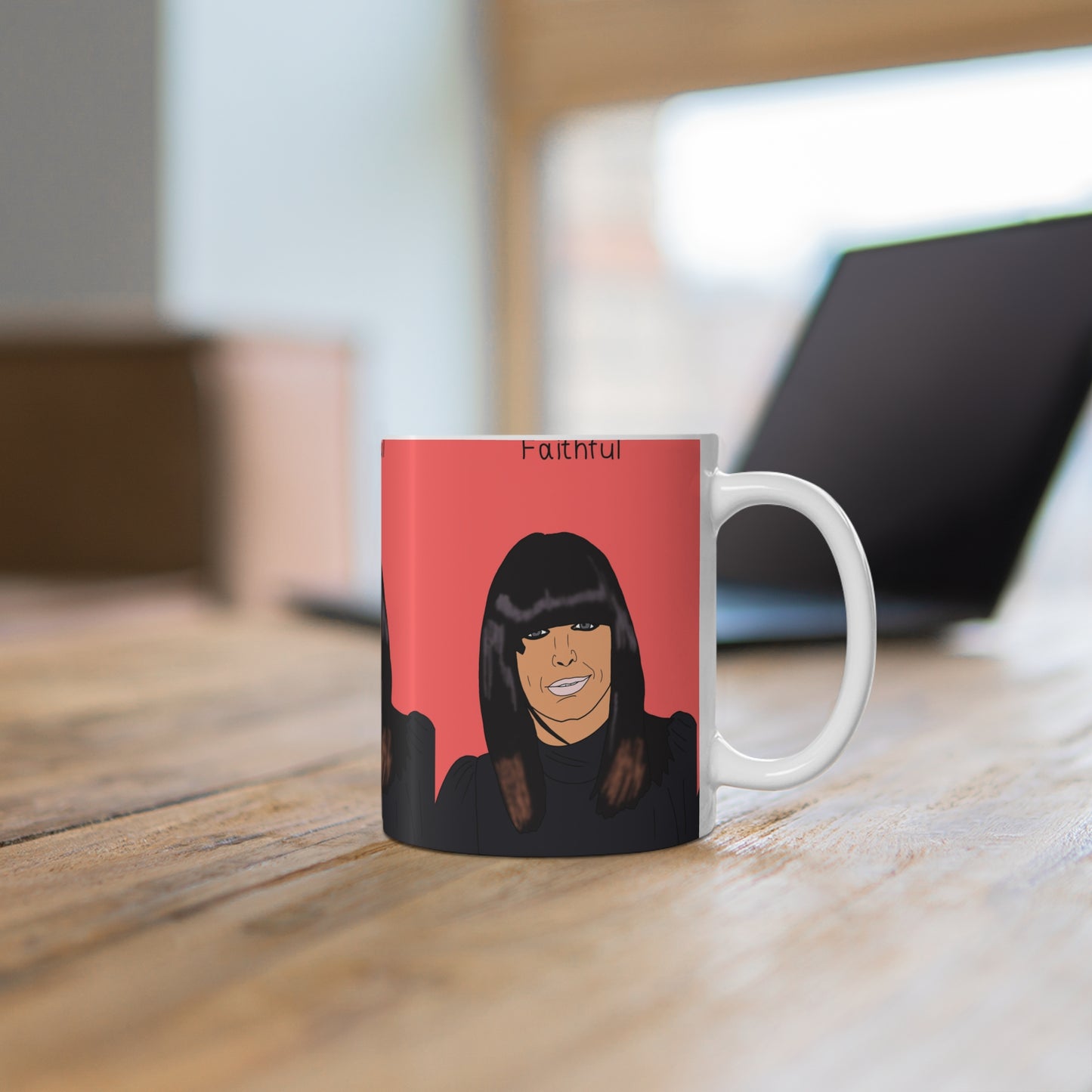 Claudia Winkleman Mug — 'Faithful' Portrait Coffee Cup