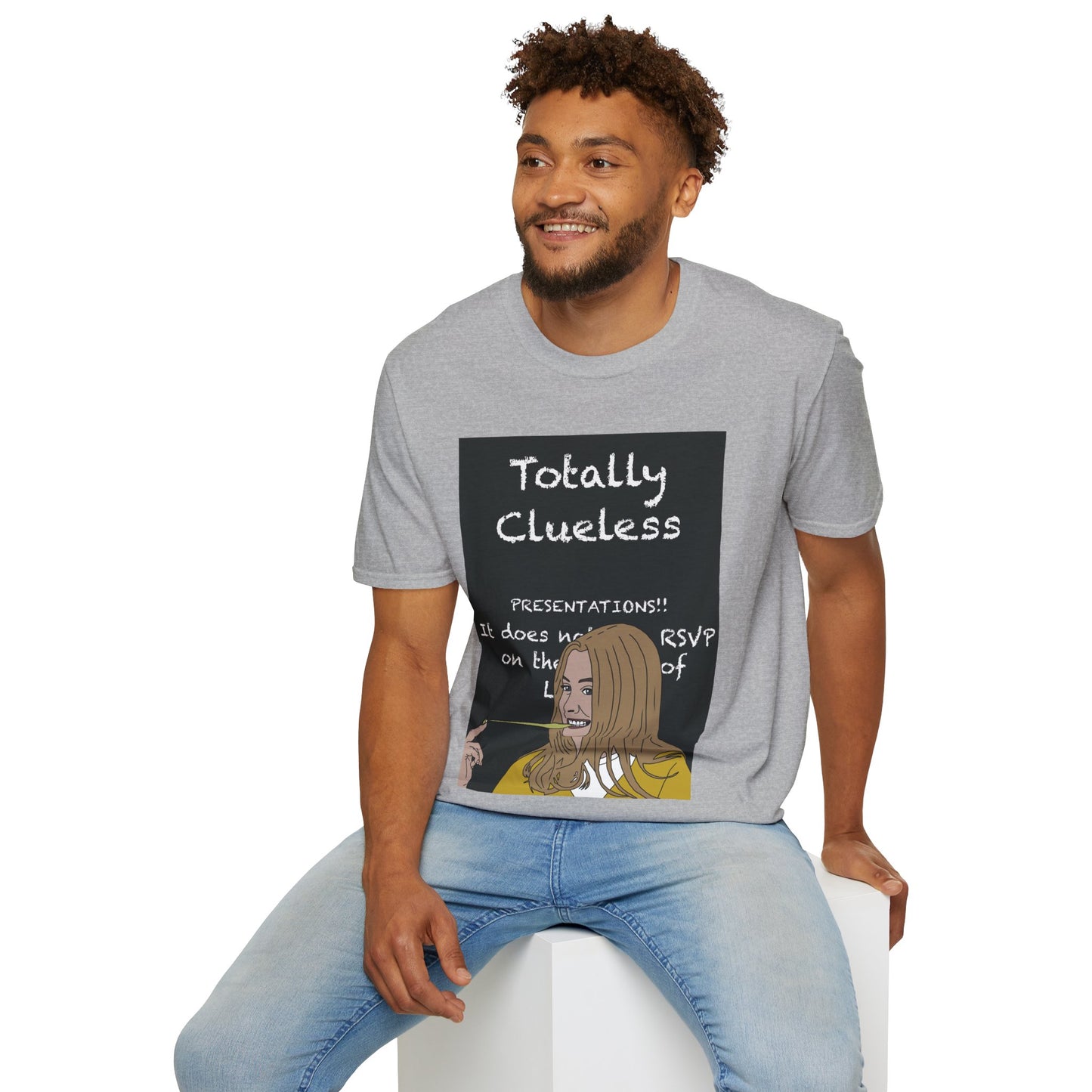 Totally Clueless Graphic T-Shirt — Funny Retro Chalkboard Illustration
