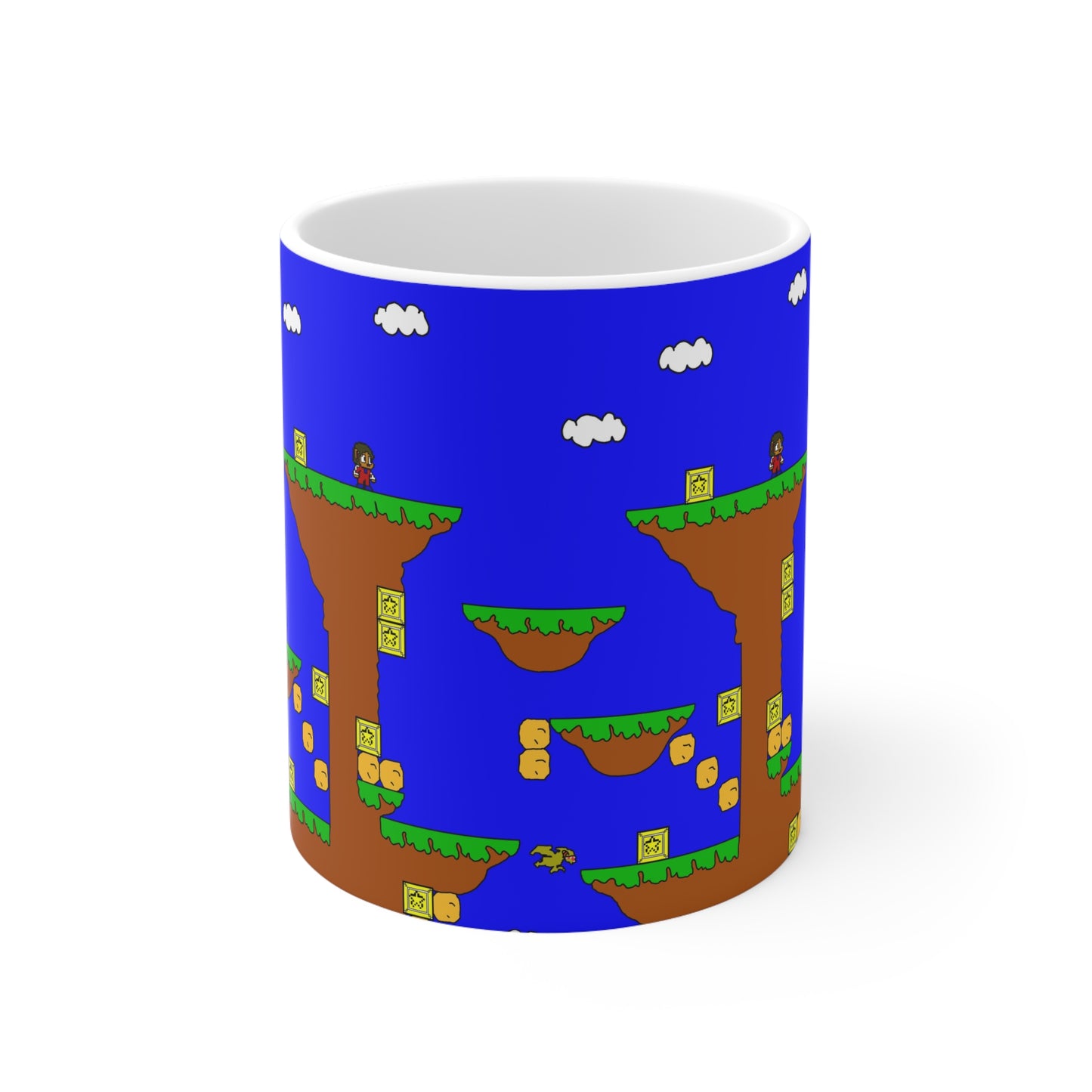 Alex The Kid Pixel Platformer Game Scene Mug — Retro 8‑Bit Floating Islands Coffee Cup (11oz & 15oz)