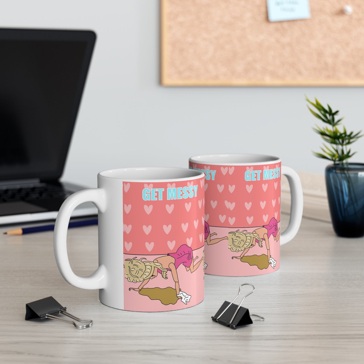 Get Messy Coffee Mug — Funny Pink Hen Doo Mug
