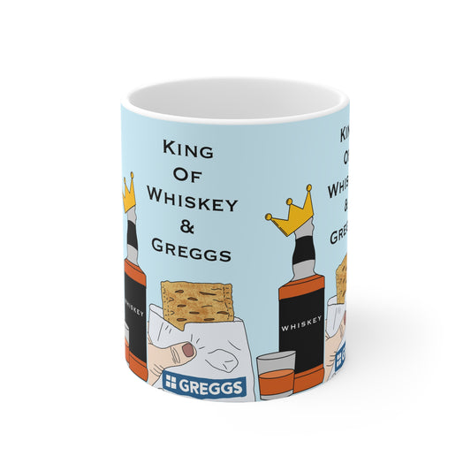 King of Whiskey & Greggs Ceramic Coffee Mug — Funny UK Brunch Tea Cup