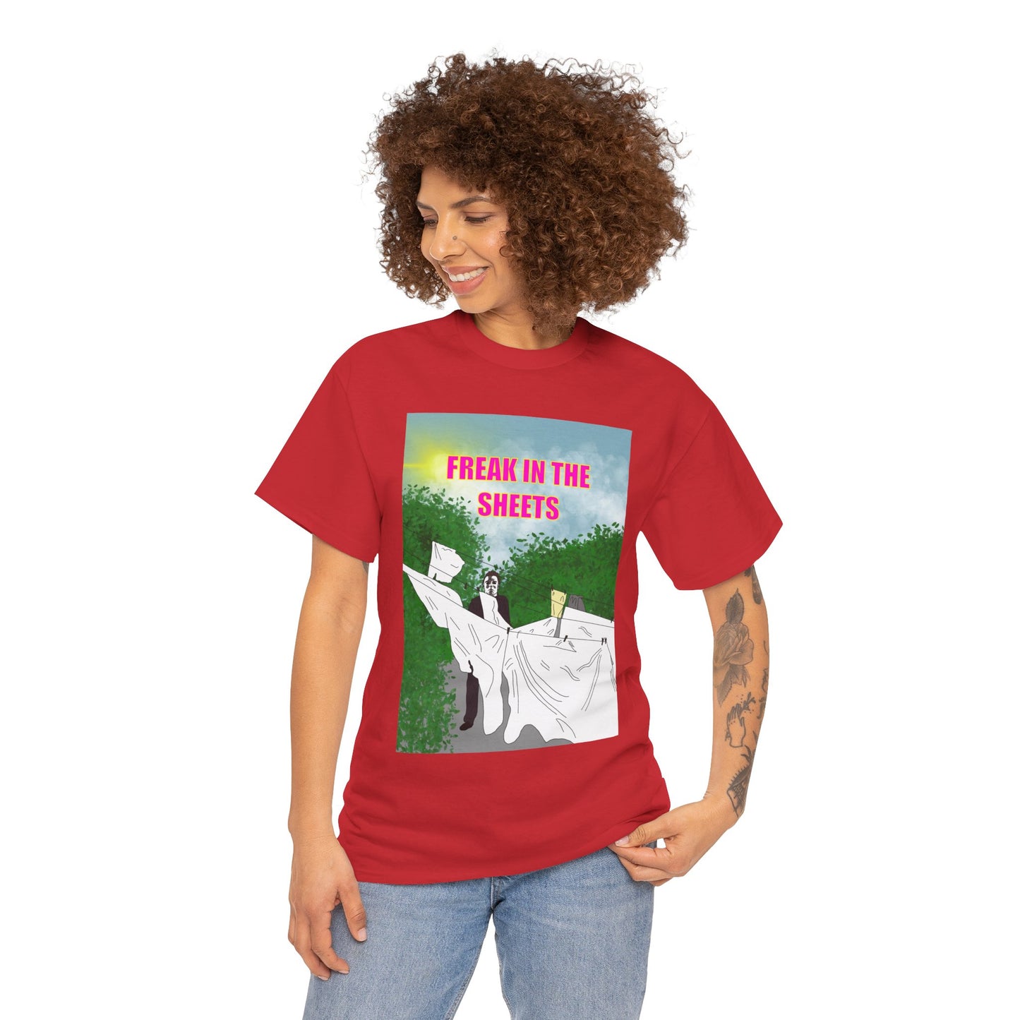 Graphic Tee — "Freak in the Sheets" Retro Ghost Design