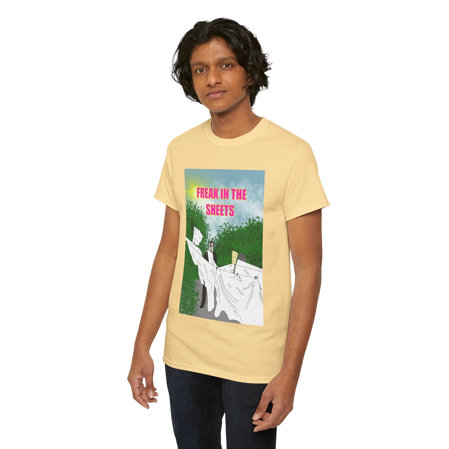 Graphic Tee — "Freak in the Sheets" Retro Ghost Design