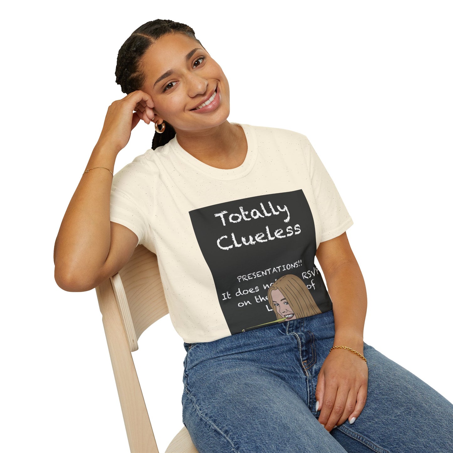 Totally Clueless Graphic T-Shirt — Funny Retro Chalkboard Illustration