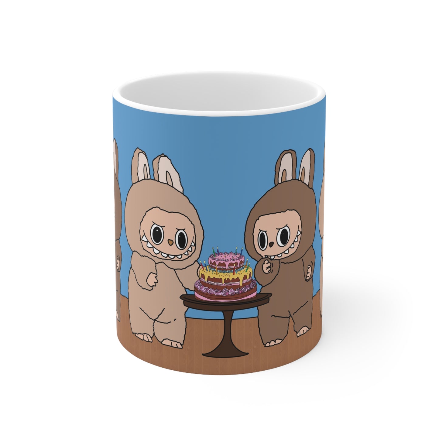 Cute Labubu Costume Coffee Mug — Whimsical Cake Party Ceramic Mug