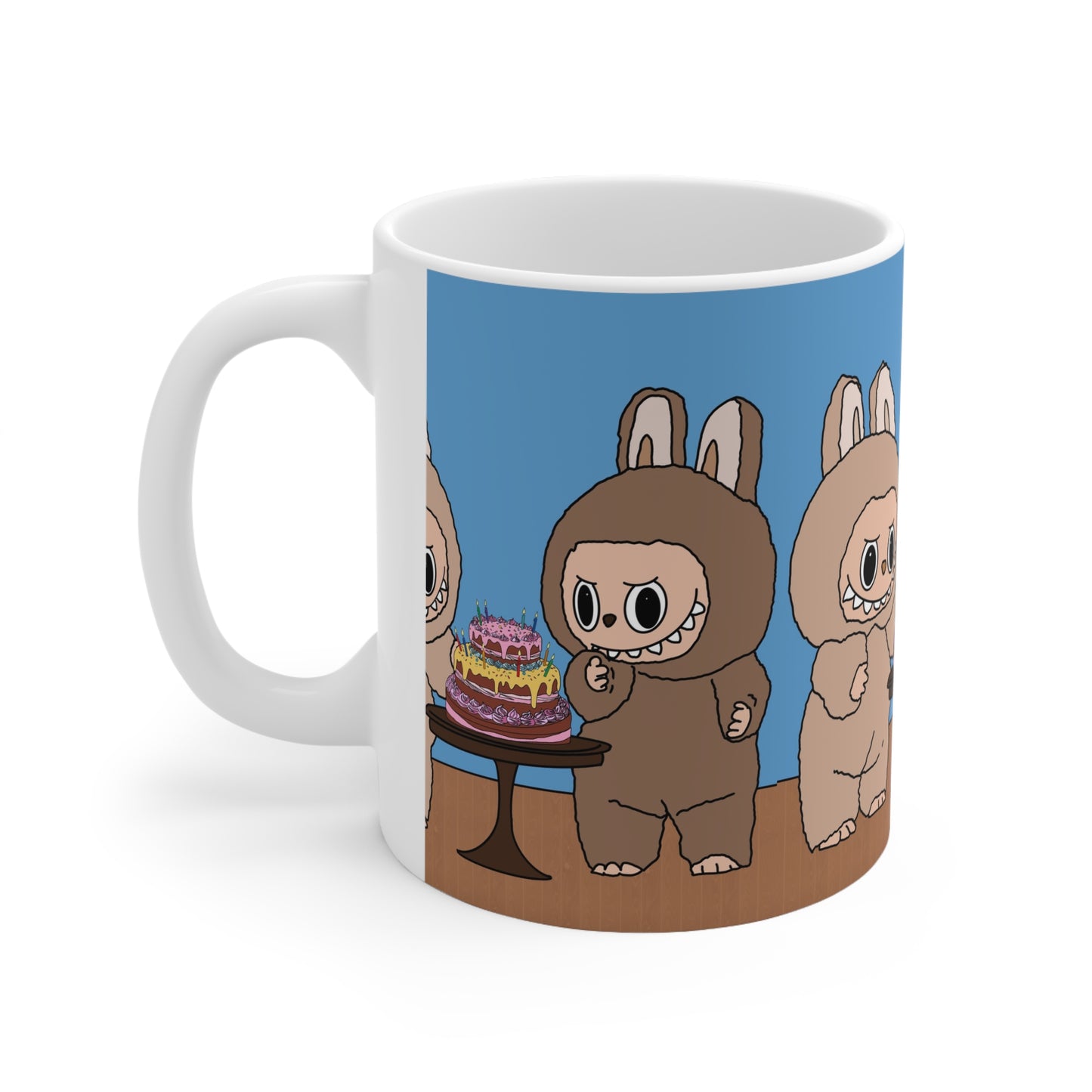 Cute Labubu Costume Coffee Mug — Whimsical Cake Party Ceramic Mug