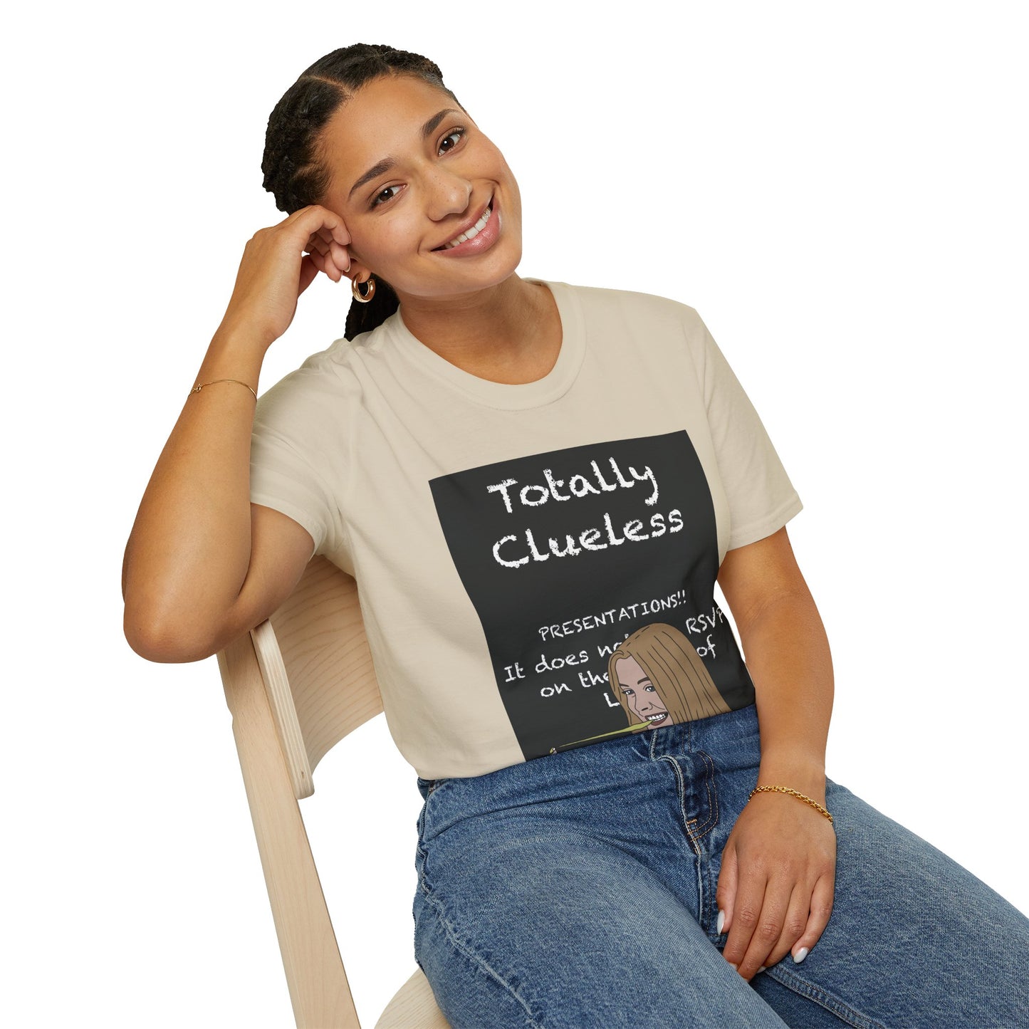 Totally Clueless Graphic T-Shirt — Funny Retro Chalkboard Illustration