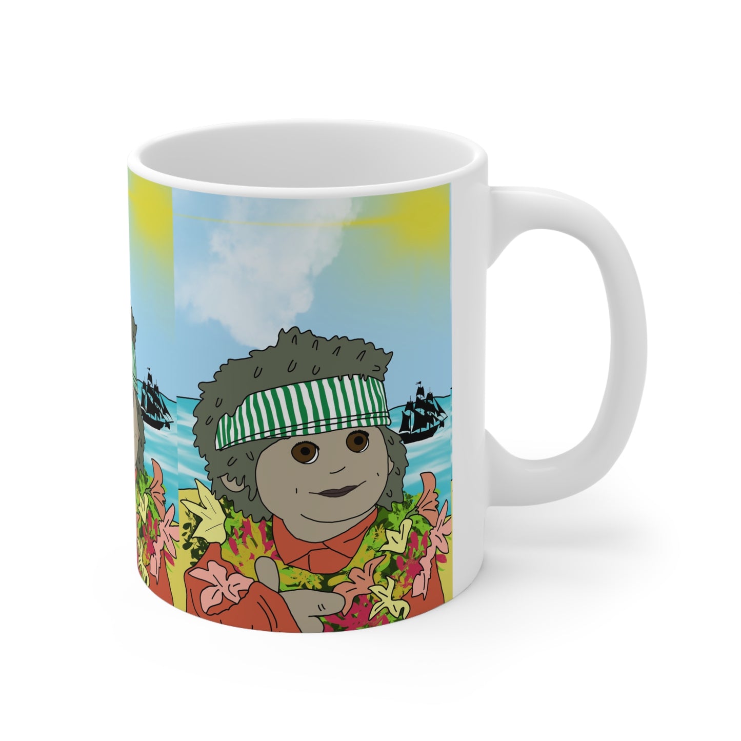 Hawaiian Tiny Sunset Ceramic Mug — Cute Island Character Coffee Cup (11oz & 15oz)