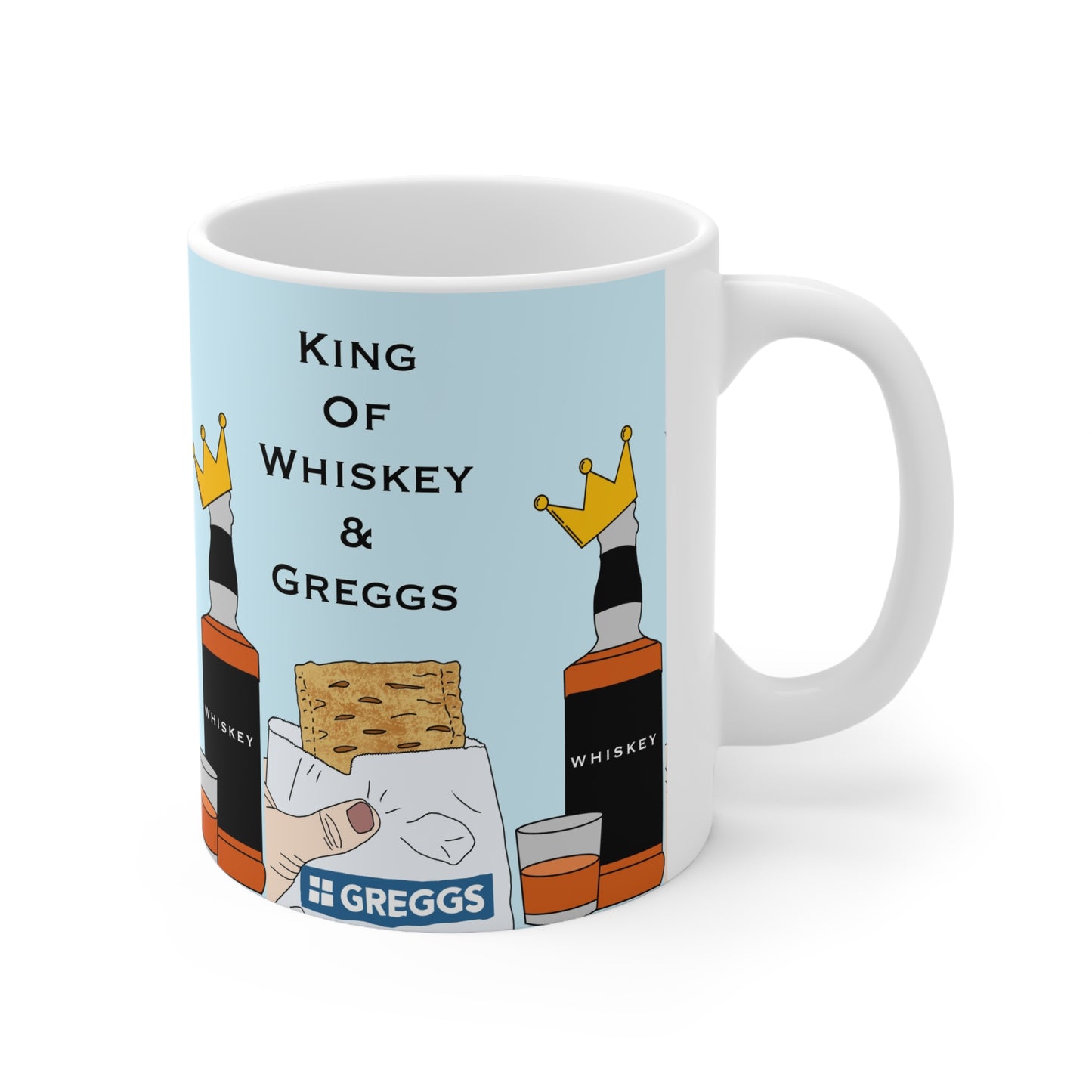 King of Whiskey & Greggs Ceramic Coffee Mug — Funny UK Brunch Tea Cup
