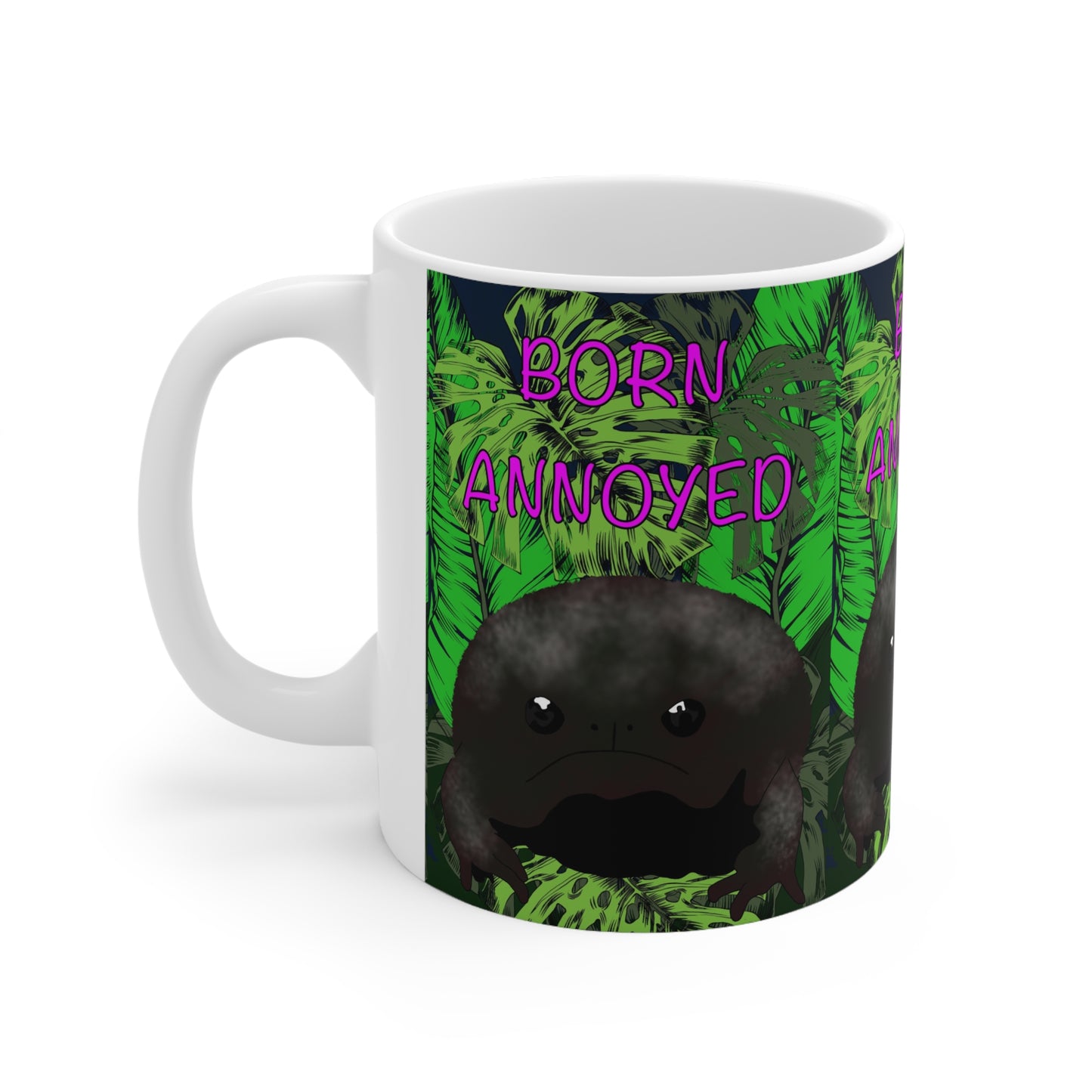 Born Annoyed Coffee Mug — Funny Cute Rain Frog Ceramic Mug