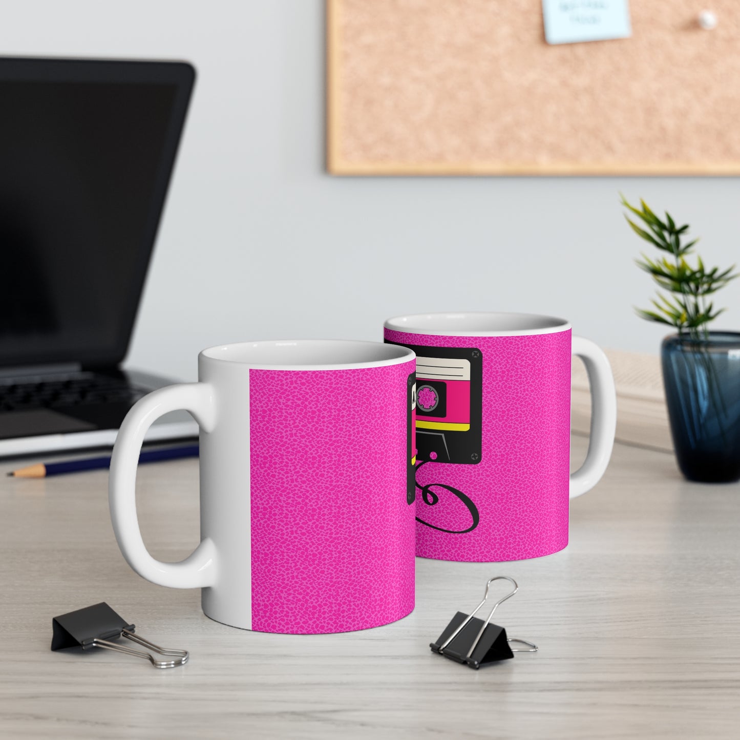 Retro Cassette Coffee Mug — Pink 80s Tape Ceramic Mug