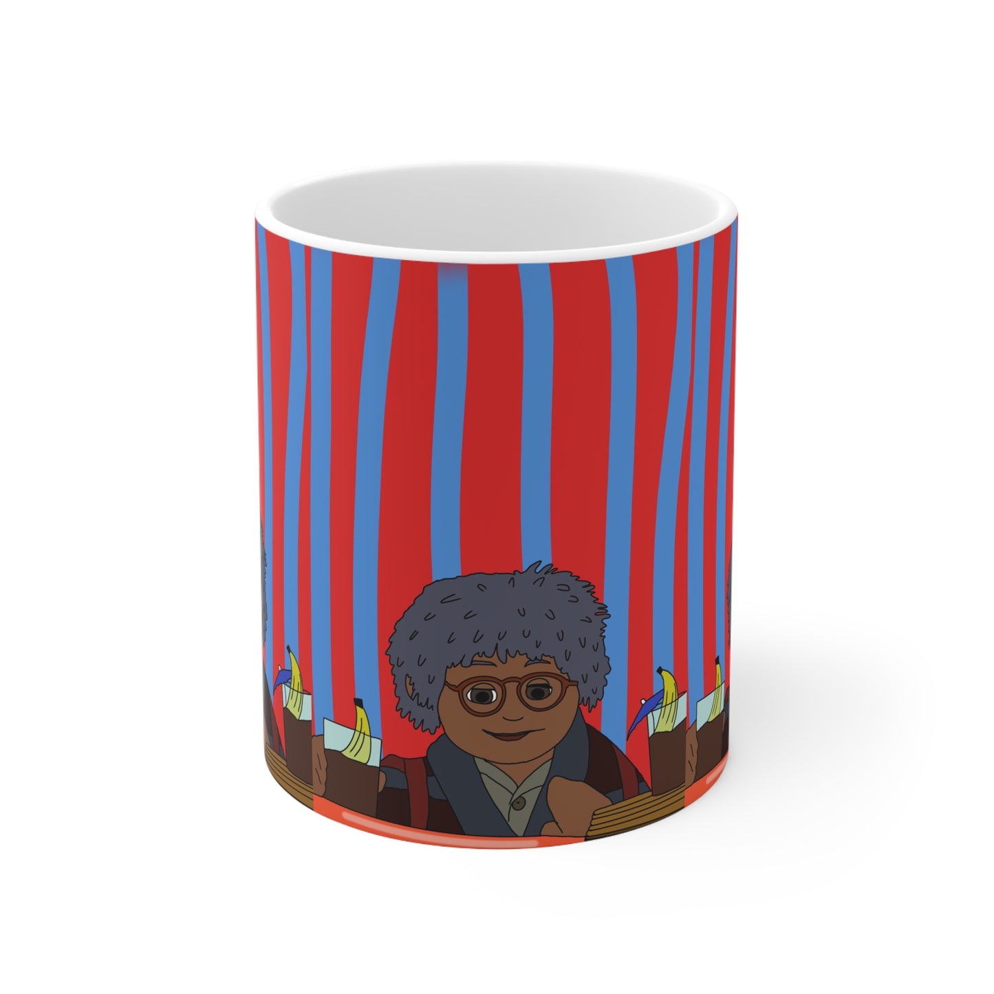 Ceramic Mug — Retro Tom Portrait on Red & Blue Stripes (11oz, 15oz)