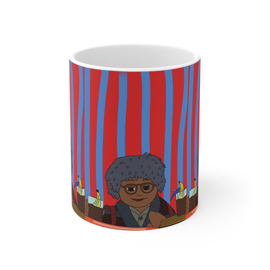 Ceramic Mug — Retro Tom Portrait on Red & Blue Stripes (11oz, 15oz)