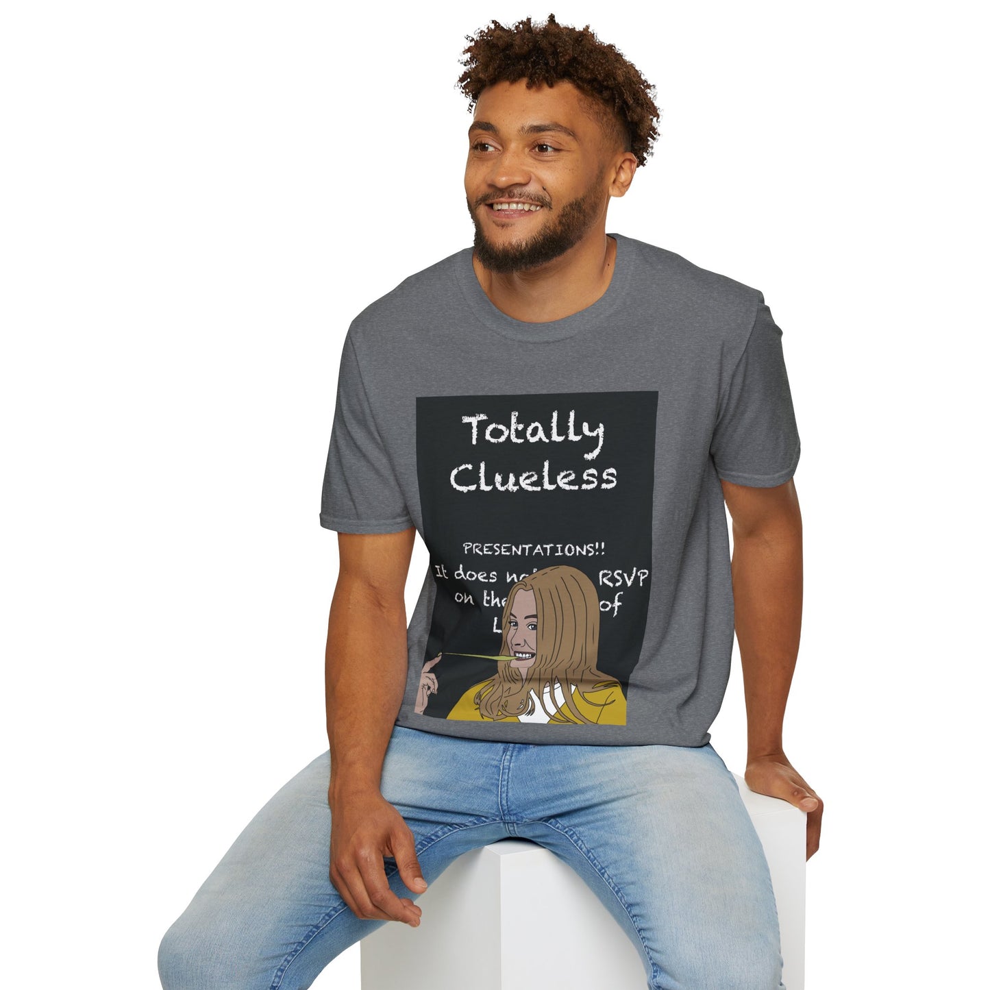 Totally Clueless Graphic T-Shirt — Funny Retro Chalkboard Illustration