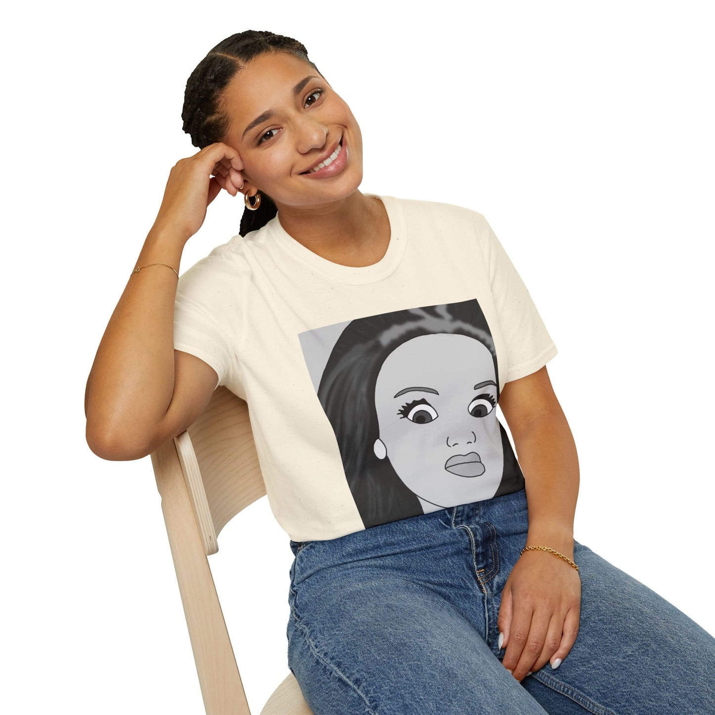 WTF Expression Portrait T-Shirt — Minimal Monochrome Face Art Tee