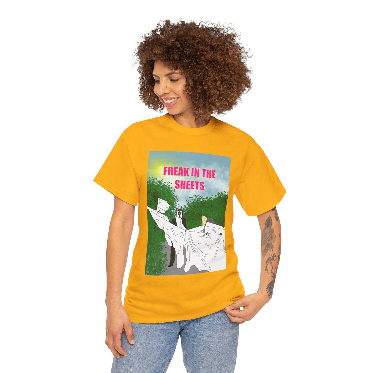 Graphic Tee — "Freak in the Sheets" Retro Ghost Design