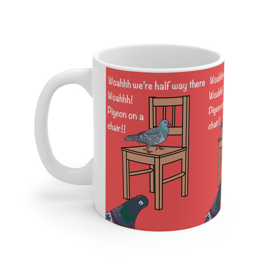 Pigeon on a Chair Mug Bon Jovi — Funny Illustrated Ceramic Coffee mug
