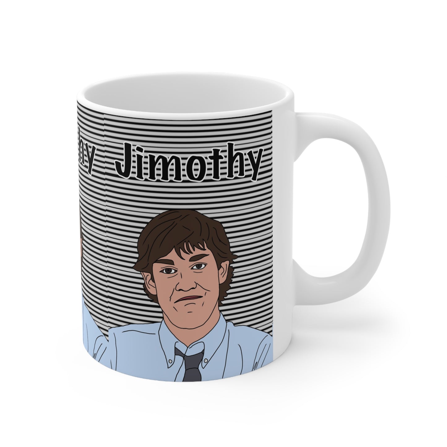 Jimothy The Office US Ceramic Mug — Retro Striped Illustration Coffee Cup