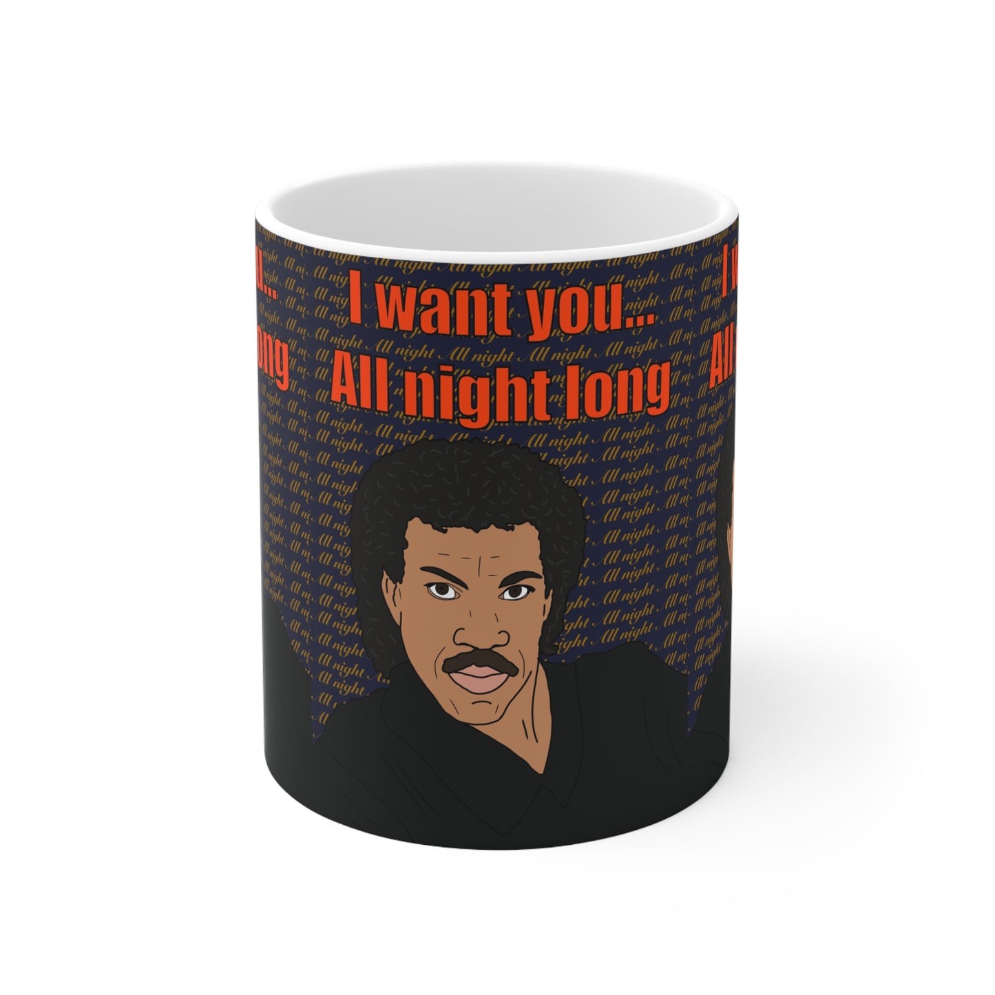Lionel Ritchie Retro Soul Singer Illustration Mug - "I Want You All Night Long" Ceramic Coffee Cup