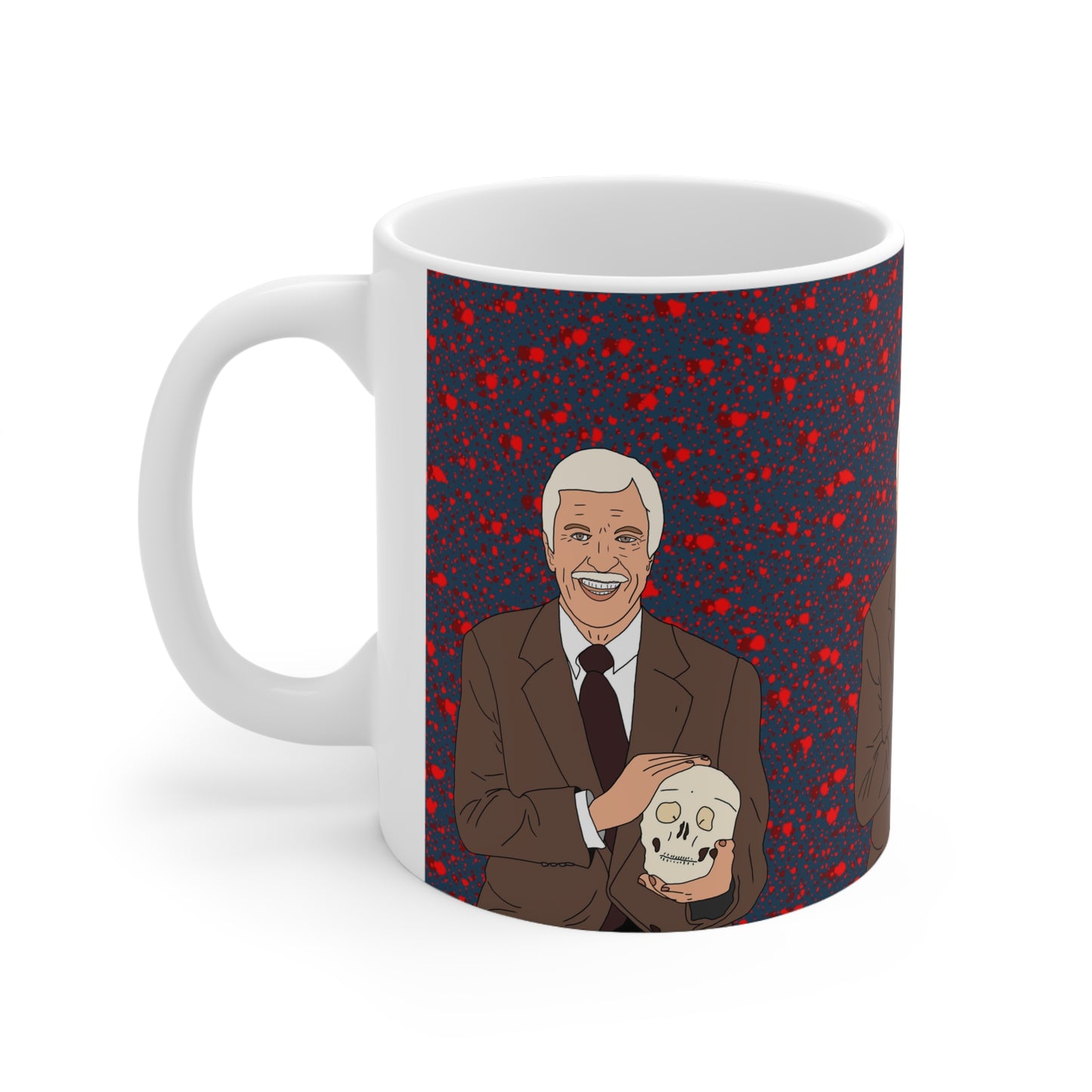 Dick Van Dyke Coffee Mug — Retro Gentleman with Skull Illustration, Quirky