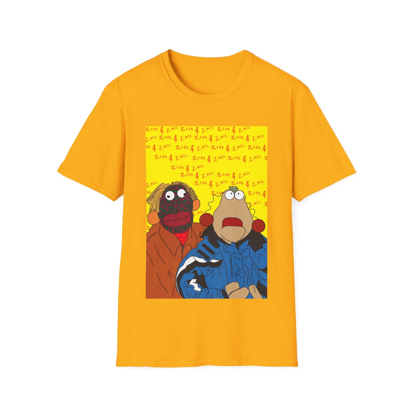 Zig & Zag 90s Graphic T-Shirt — Colorful Puppet Duo Pop Art Tee