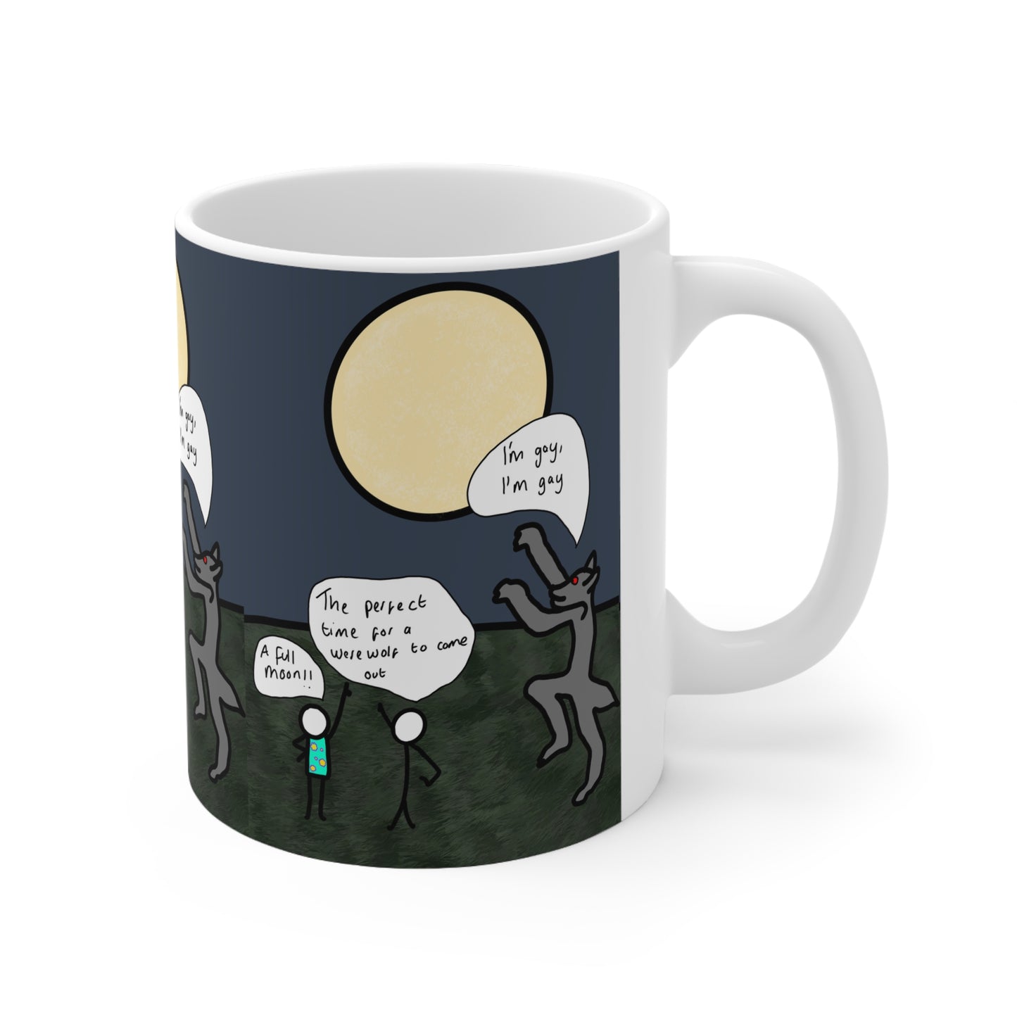 Full Moon Wolf Meme | Funny Mug | More Jam