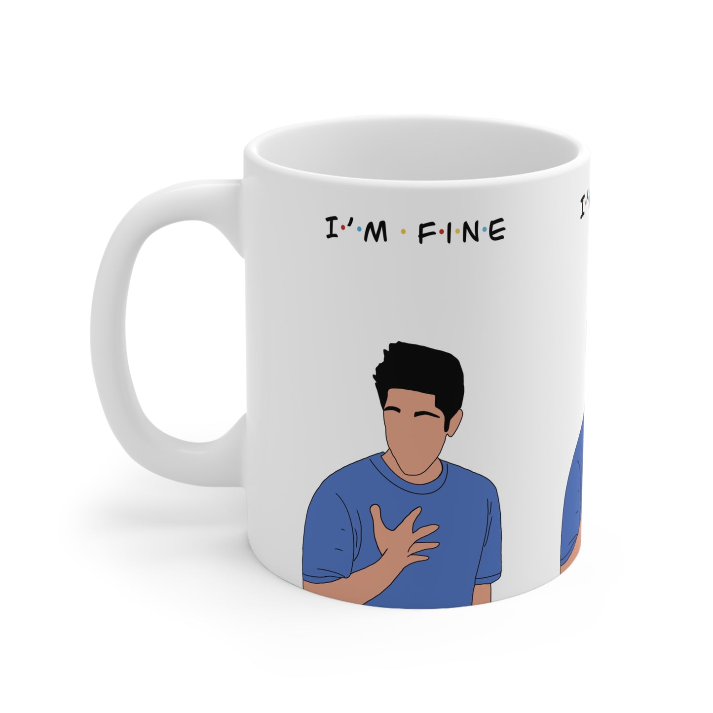 Ross Ceramic Mug — “I’m Fine” Friends‑Style Graphic Coffee Cup